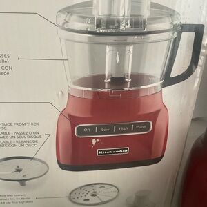 KitchenAid Red Food Processor with Black Handle